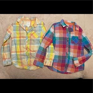 2 Cat & Jack Girl Plaid Buttondown shirt 10/12